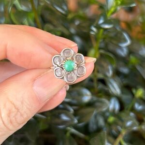 Vintage Native American Sterling Silver and Green Turquoise Ring